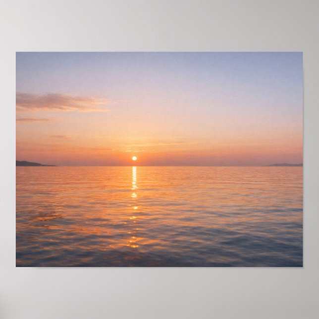 Póster Golden Ocean Sunset Horizon Calm Sea (Frente)