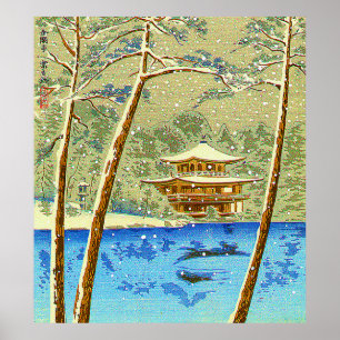 Póster Golden Pavilion Temple 15 Views of Kyoto Japanese 