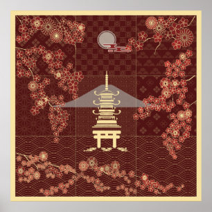 Póster Golden Pavillion Zen Art
