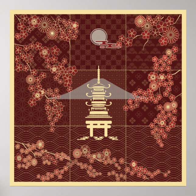 Póster Golden Pavillion Zen Art (Frente)