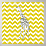 Póster Golden Poppy Safari Chevron with Pop Art Giraffe<br><div class="desc">Mod Chevron pattern in Emporio Moffa's Safari Moods color palette,  with pop art giraffe on one side.</div>