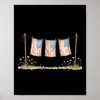 Póster Golden Retriever 4 de julio bandera americana