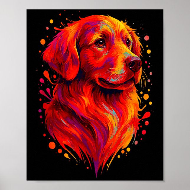 Póster Golden Retriever Art Rtrait For Dog Owners  (Frente)