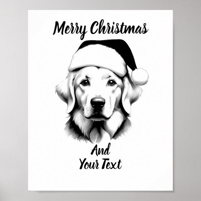Póster Golden Retriever Christmas Poster Instant Download (Frente)