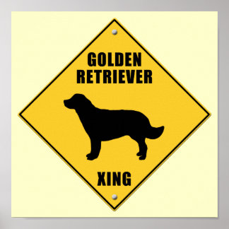 Póster Golden Retriever Crossing (XING) Sign