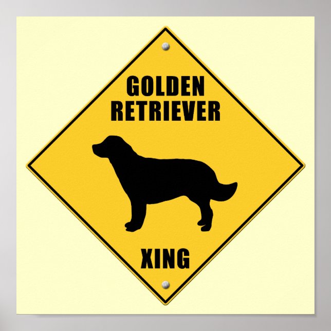 Póster Golden Retriever Crossing (XING) Sign (Frente)