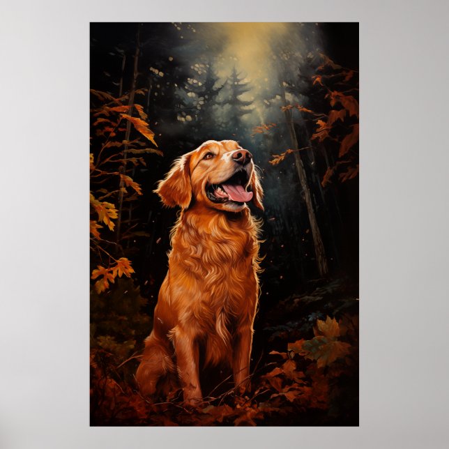 Póster Golden Retriever de noche (Frente)