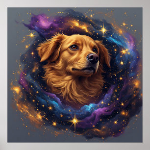 Póster Golden Retriever de Whimsical Cosmos