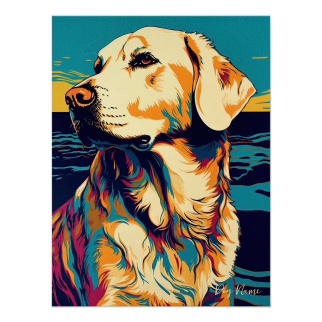 Póster Golden Retriever Dog 001 - Bruno Pokopen (Anverso)