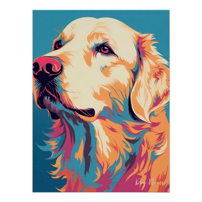 Póster Golden Retriever Dog 005 - Bruno Pokopen (Anverso)