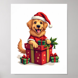 Póster Golden Retriever Gift Wrap