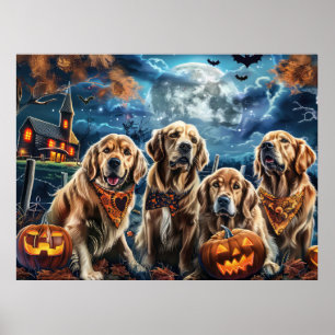 Póster Golden Retriever Halloween Spooky