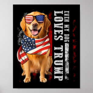 Póster Golden Retriever Hasta My Dog ama a Trump Funny