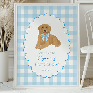 Póster Golden Retriever One Golden Year Birthday Welcome