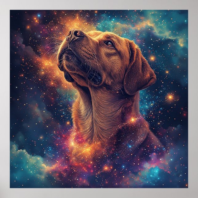 Póster Golden Retriever por Whimsical Cosmos (Frente)