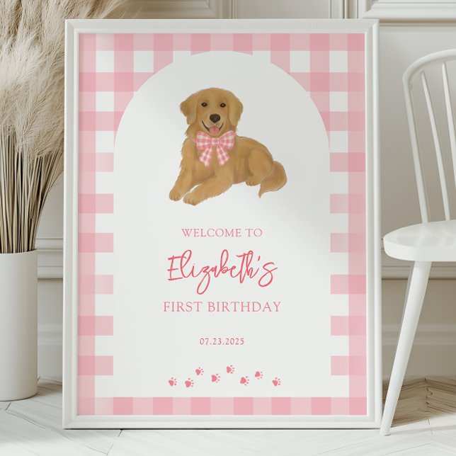 Póster Golden Retriever Puppy Birthday Party Welcome (Subido por el creador)