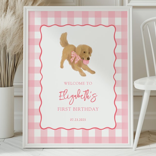 Póster Golden Retriever Puppy Birthday Party Welcome (Subido por el creador)