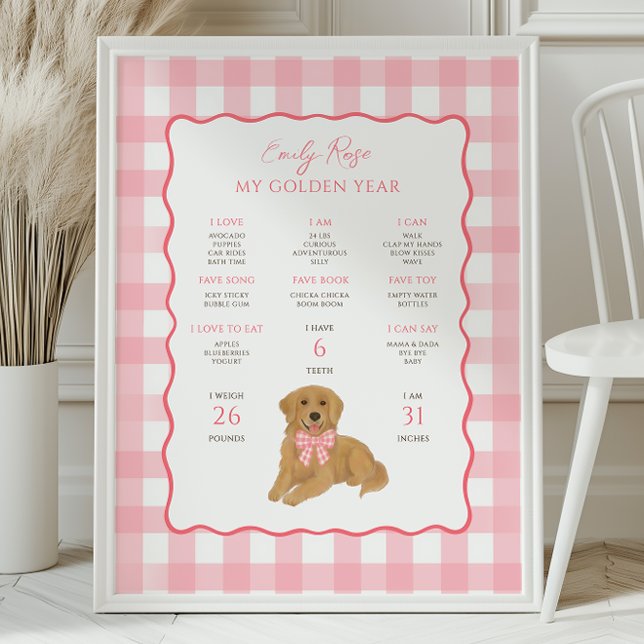 Póster Golden Retriever Puppy Dog 1st Birthday Milestone  (Subido por el creador)