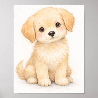 Póster Golden Retriever Puppy Nursery Wall Art Print |
