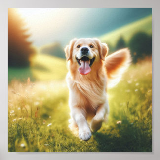 Póster Golden Retriever - Tan feliz