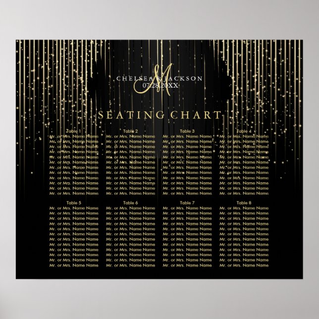 Póster Golden Star Lights and Black - Seating Chart (Frente)