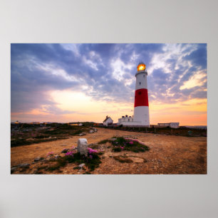 Póster Golden Sunrise En El Faro De Portland Bill