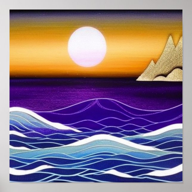 Póster Golden Sunrise en Sea Poster (Frente)