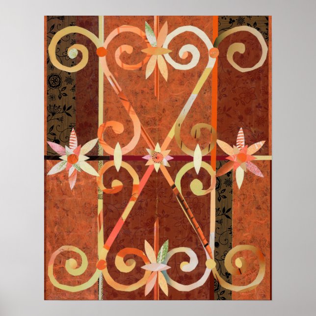 Póster Golden Sunset in CHEFCHAOUEN Paper Collage (Frente)