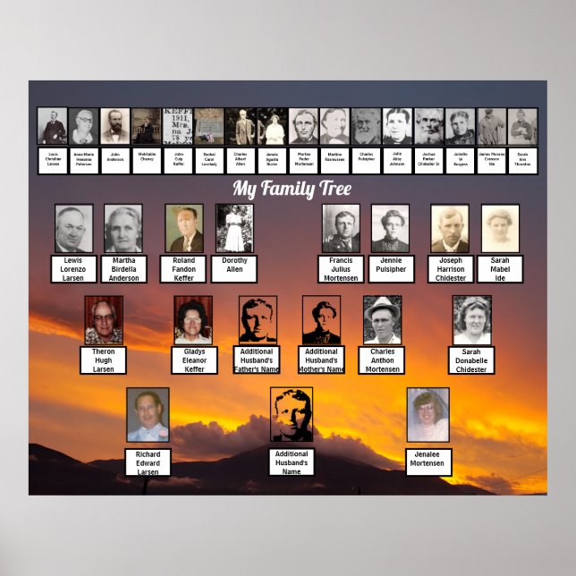 Póster Golden Sunset Personalized Family Trees (Frente)