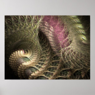 Póster Golden Threads Flame Fractal