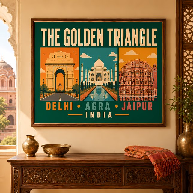 Póster Golden Triangle India Illustration Vintage (Subido por el creador)