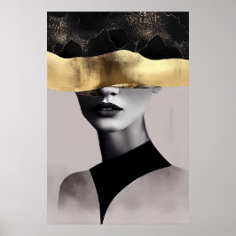 Póster Golden Woman with Black Band: Modern Art
