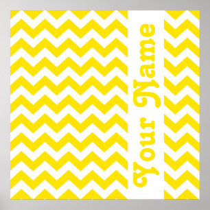 Póster Golden Yellow Safari Chevron with custom text