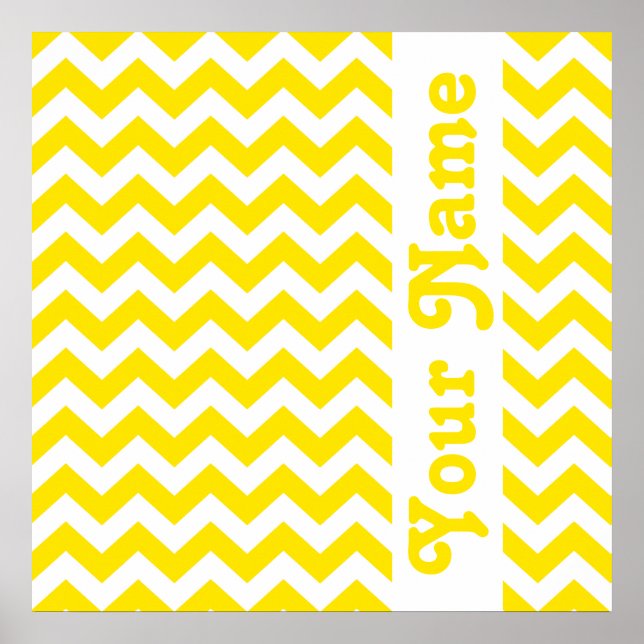 Póster Golden Yellow Safari Chevron with custom text (Frente)