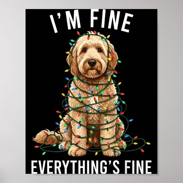 Póster Goldendoodle Christmas I'm Fine Everything Is Fine (Frente)
