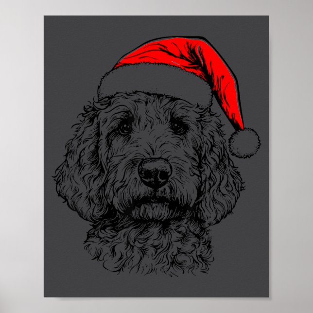 Póster Goldendoodle Christmas Santa Hat Xmas Pajama Golde (Frente)
