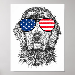 Póster Goldendoodle Doodle Perro Patriótico Usa 4 De Juli