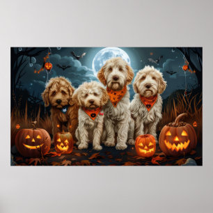 Póster Goldendoodle Halloween Spooky