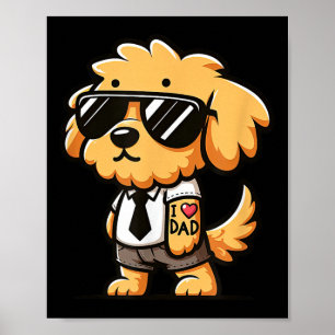 Póster Goldendoodle I Love Dad Funny Dog Tattoo