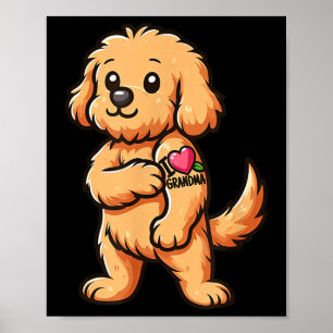 Póster Goldendoodle I Love Grandma Funny Dog Tattoo