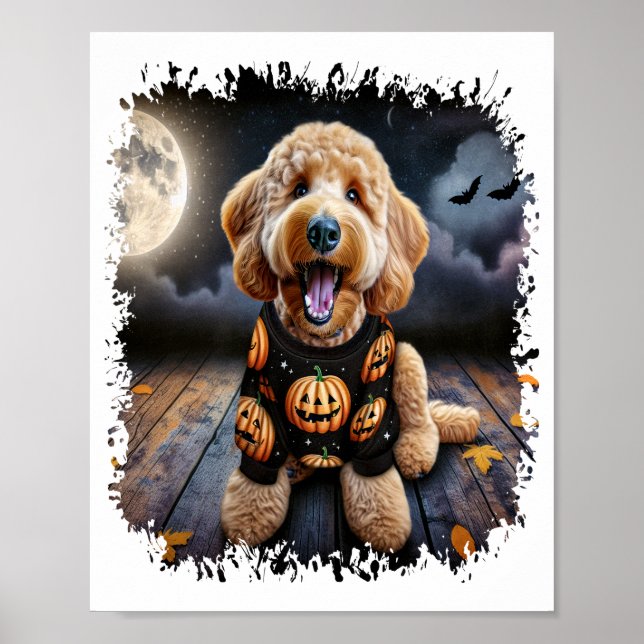 Póster Goldendoodle perro Halloween (Frente)