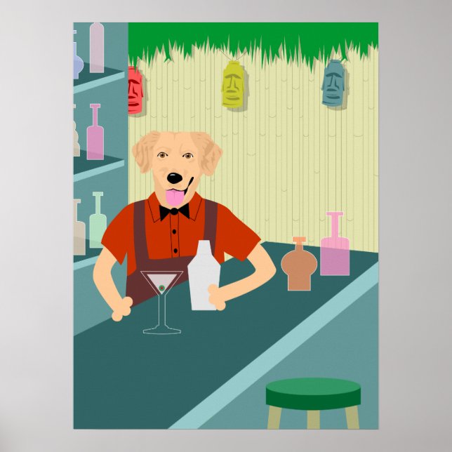 Póster goldenretrieverbartenderposter (Frente)