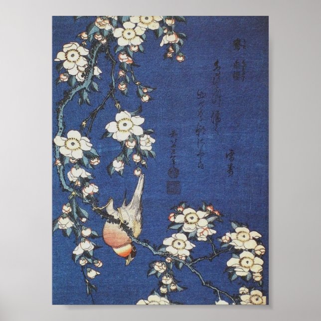 Póster Goldfinch and Cherry Tree, c.1834, por Katsushika  (Frente)