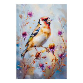Póster Goldfinch en vuelo, estilo impresionista