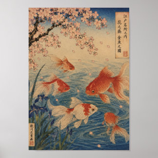 Póster Goldfish Beneath the Cherry Blossoms