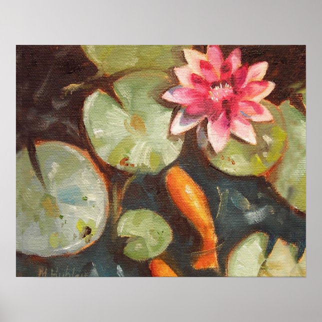 Póster Goldfish Koi Pond Water Lilies (Frente)