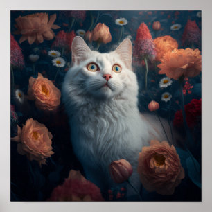 Póster Goldie the Turkish Angora Cat Poster