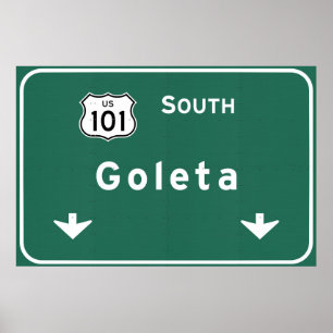 Póster Goleta California US-101 South Interstate -
