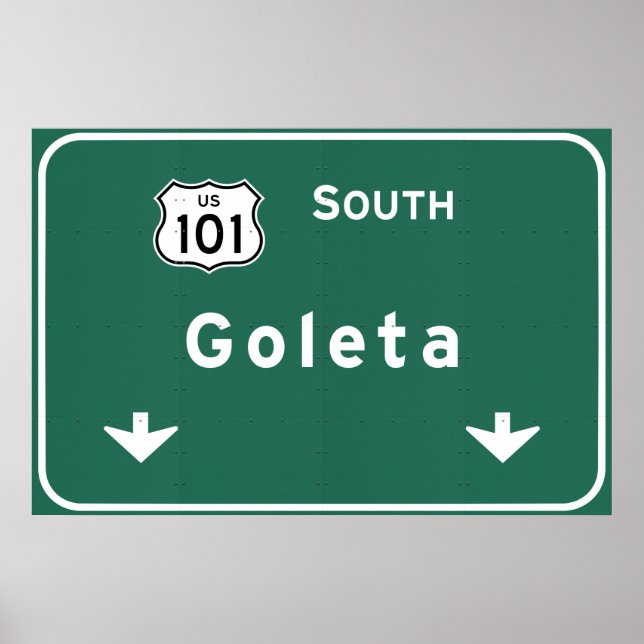 Póster Goleta California US-101 South Interstate - (Frente)