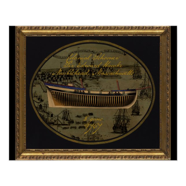 Póster Goleta colonial americana Sir Edward Hawke (Anverso)